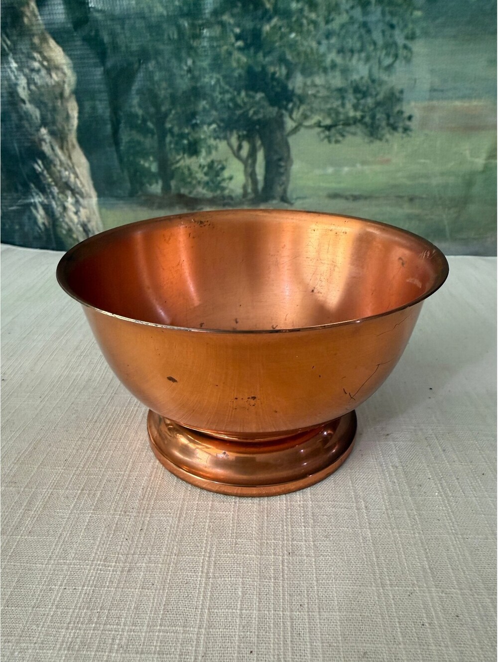 Copper pedestal bowl